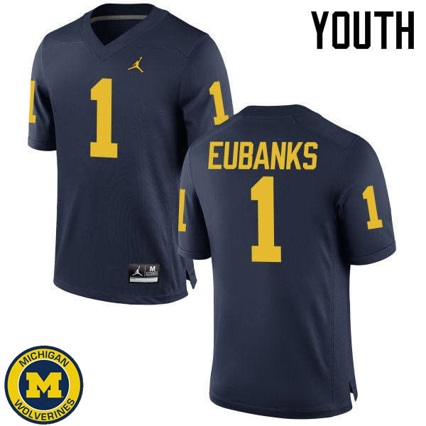 Youth Michigan Wolverines #1 Nick Eubanks Navy Stitched Football Jersey